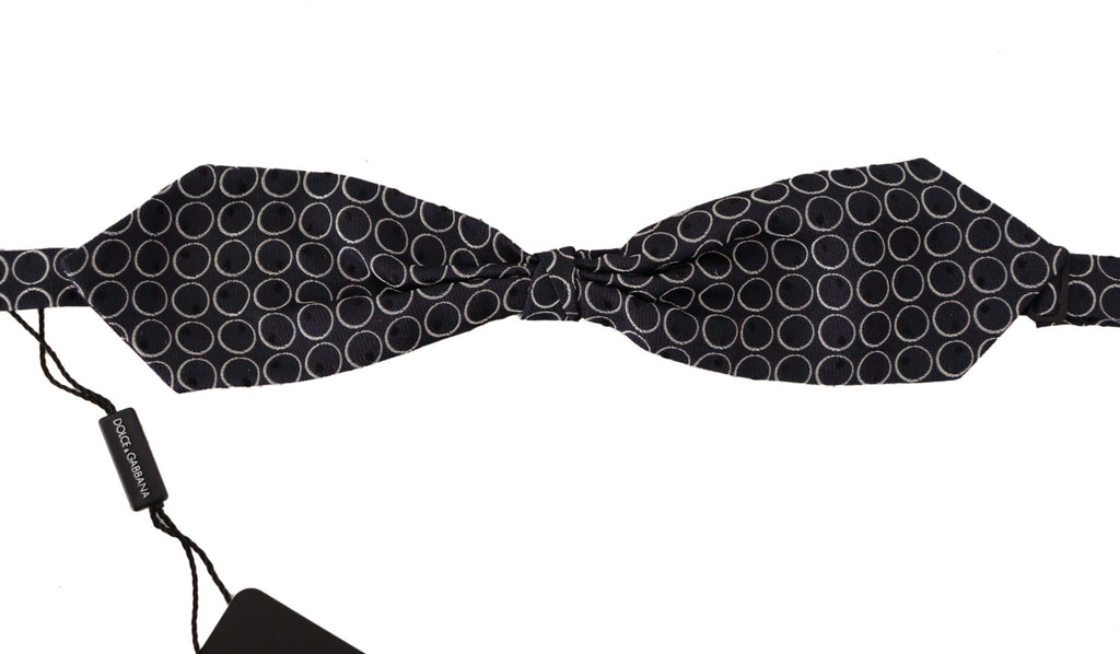 Dolce & Gabbana Black White Round Neck Butterfly Tie 100% Silk