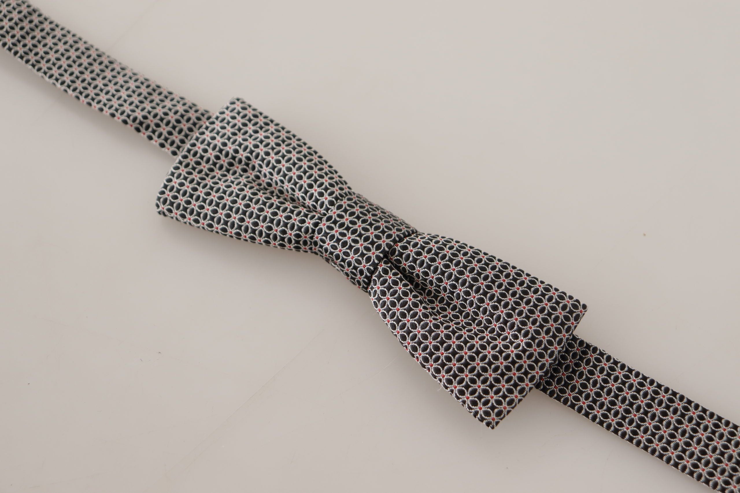 Dolce & Gabbana Black White Floral Silk Necktie Bow Tie