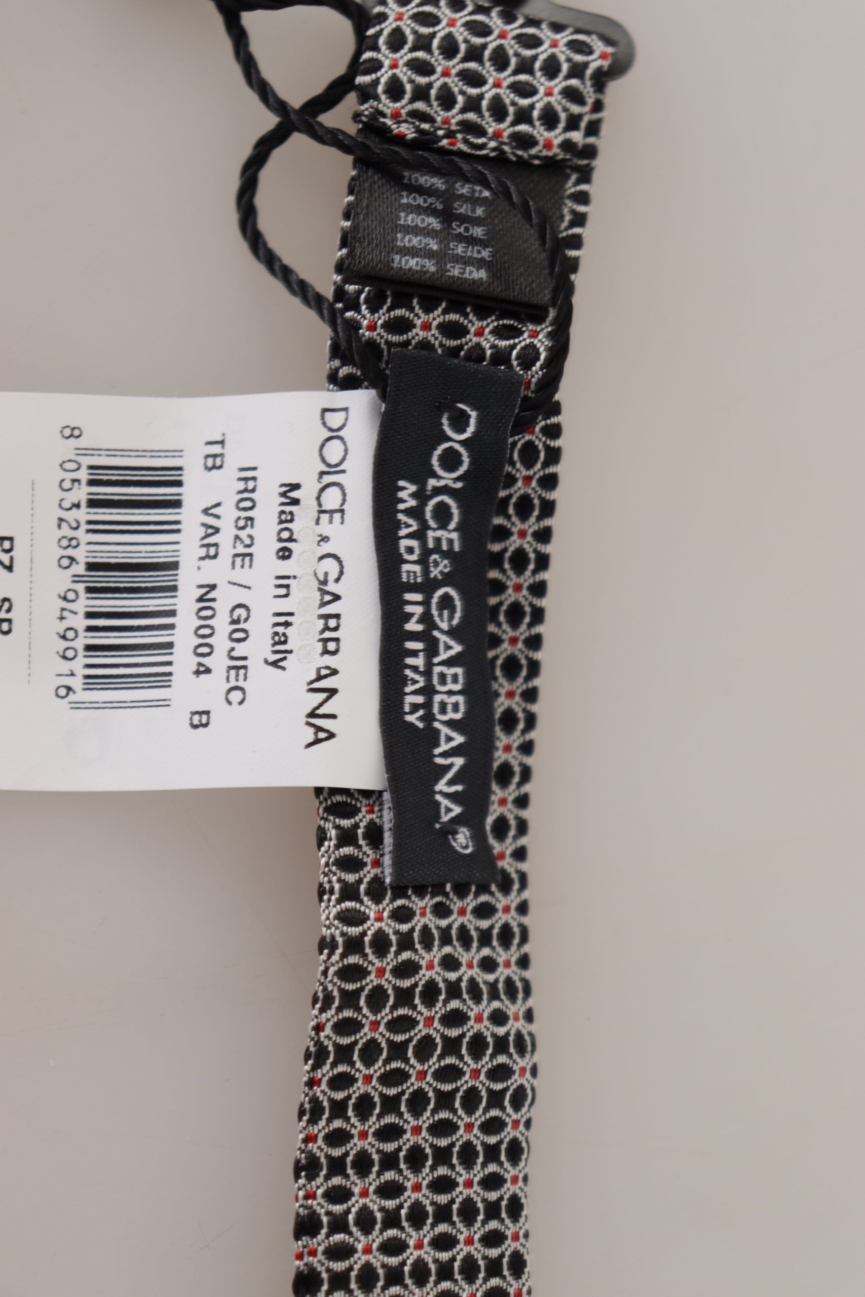 Dolce & Gabbana Black White Floral Silk Necktie Bow Tie