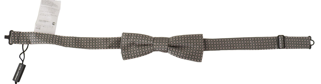 Dolce & Gabbana Black White Floral Silk Necktie Bow Tie