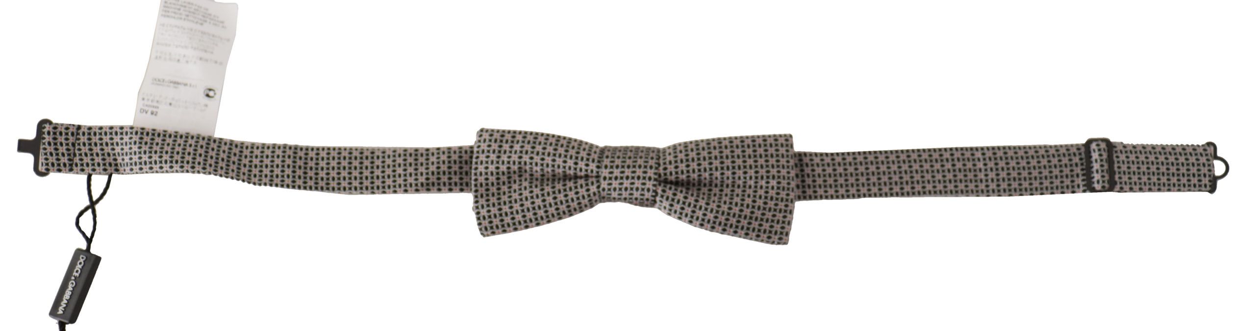 Dolce & Gabbana Black White Floral Silk Necktie Bow Tie