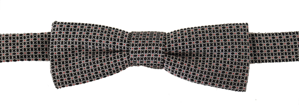 Dolce & Gabbana Black White Floral Silk Necktie Bow Tie