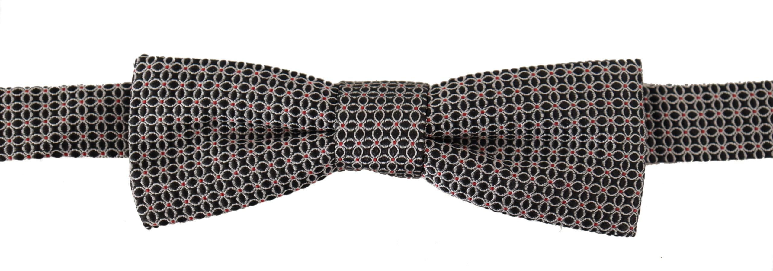 Dolce & Gabbana Black White Floral Silk Necktie Bow Tie