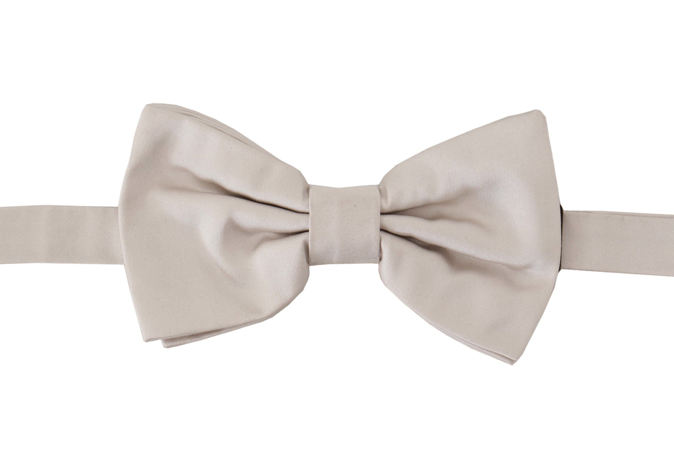 Dolce & Gabbana Grau 100% Seide Verstellbare Hals Papillon Krawatte