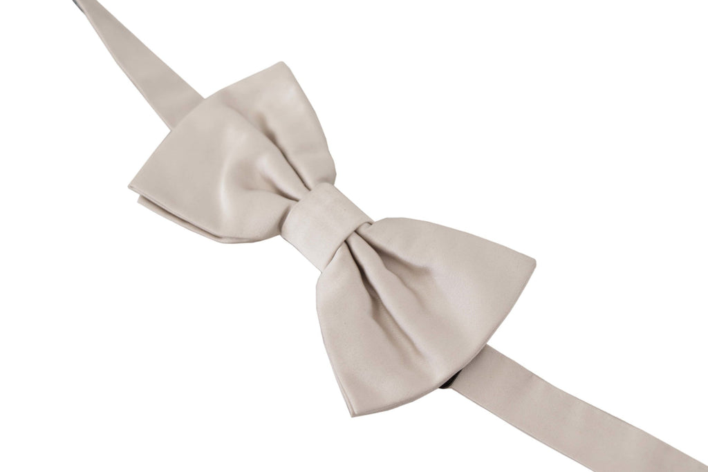 Dolce & Gabbana Grau 100% Seide Verstellbare Hals Papillon Krawatte