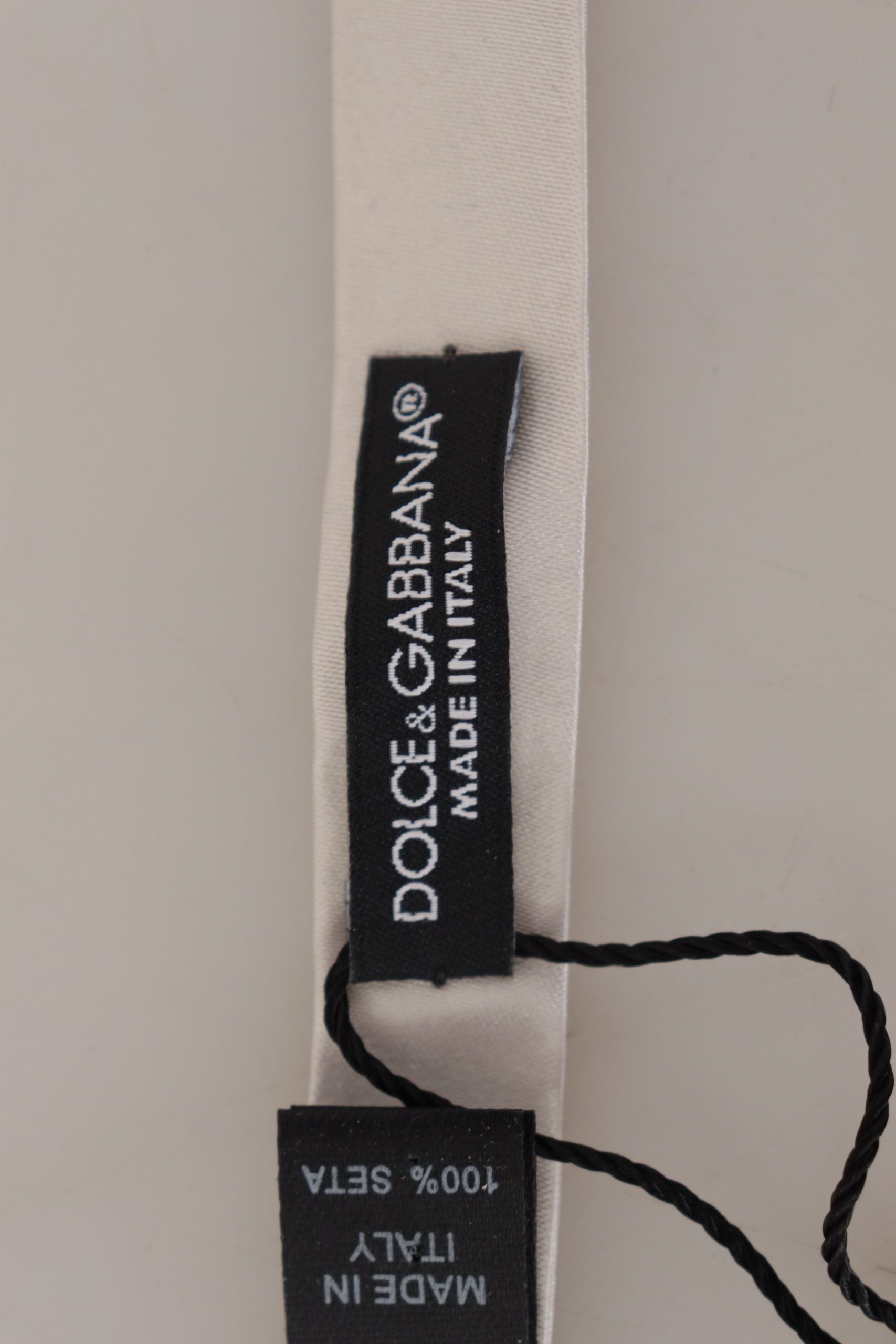 Dolce & Gabbana Grau 100% Seide Verstellbare Hals Papillon Krawatte