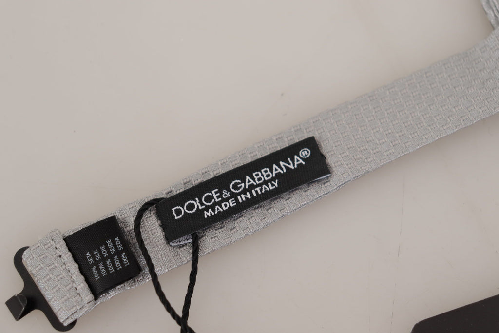 Dolce & Gabbana Grey 100% Silk Adjustable Neck Bow Tie