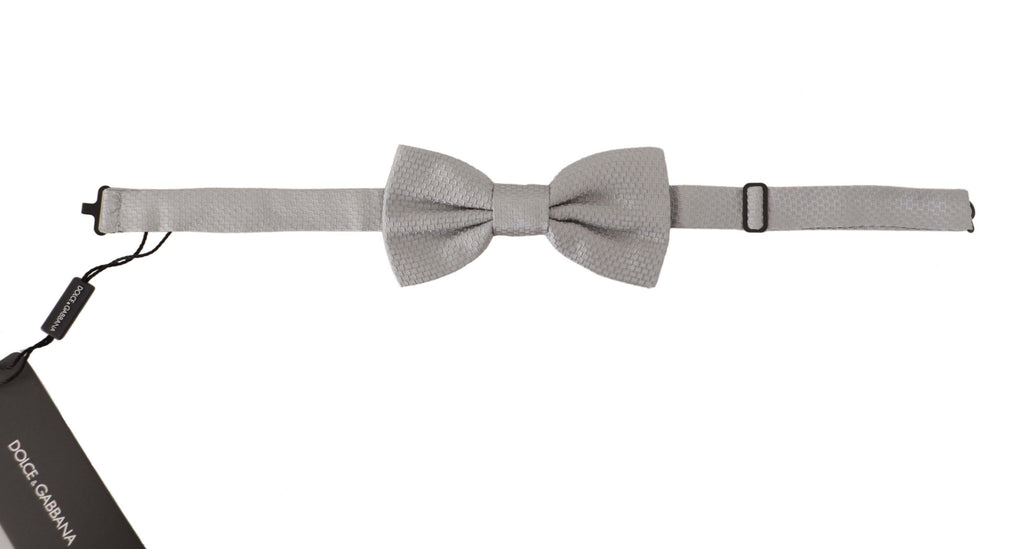 Dolce & Gabbana Grey 100% Silk Adjustable Neck Bow Tie