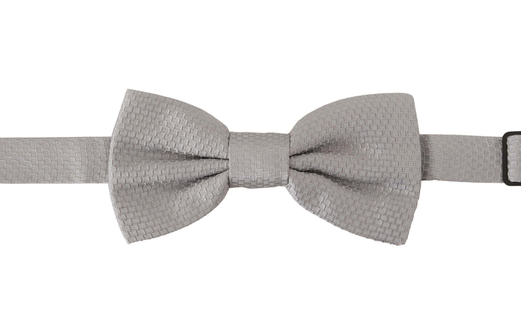 Dolce & Gabbana Grey 100% Silk Adjustable Neck Bow Tie