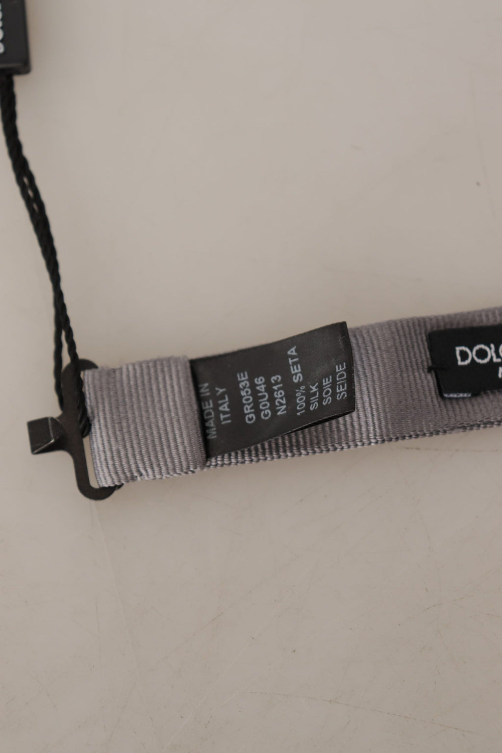 Dolce & Gabbana Grey 100% Silk Adjustable Neck Bow Tie
