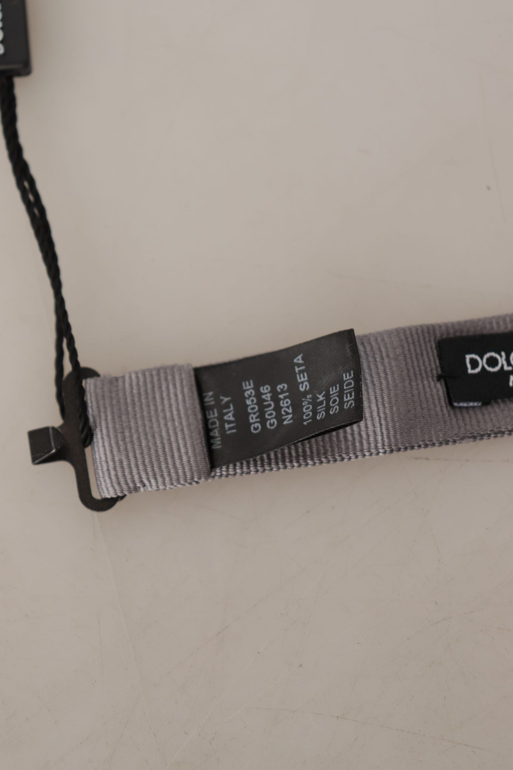 Dolce & Gabbana Grey 100% Silk Adjustable Neck Bow Tie