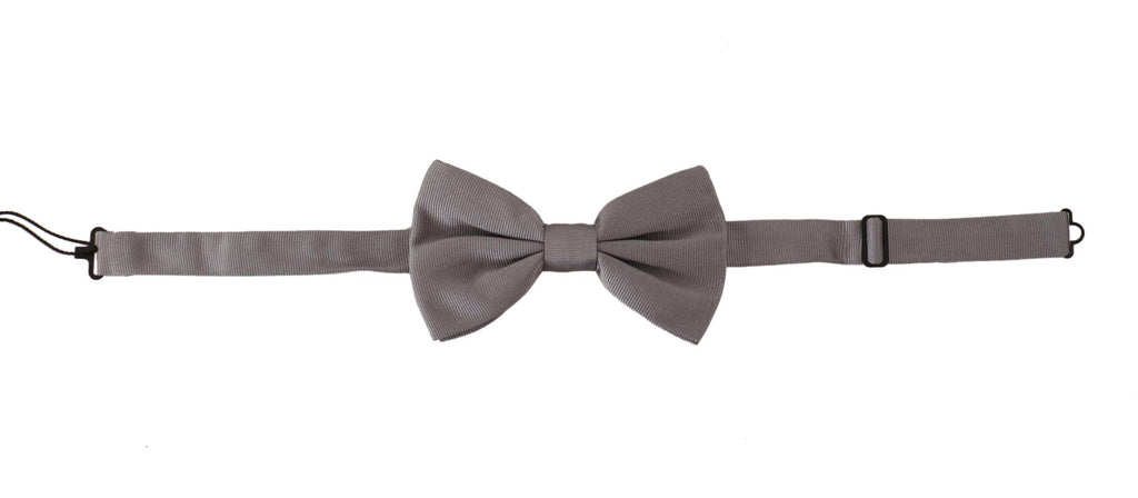 Dolce & Gabbana Grey 100% Silk Adjustable Neck Bow Tie