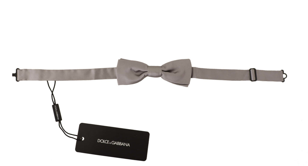 Dolce & Gabbana Silberne 100% Seide Schlank Einstellbare Hals Papillon Krawatte