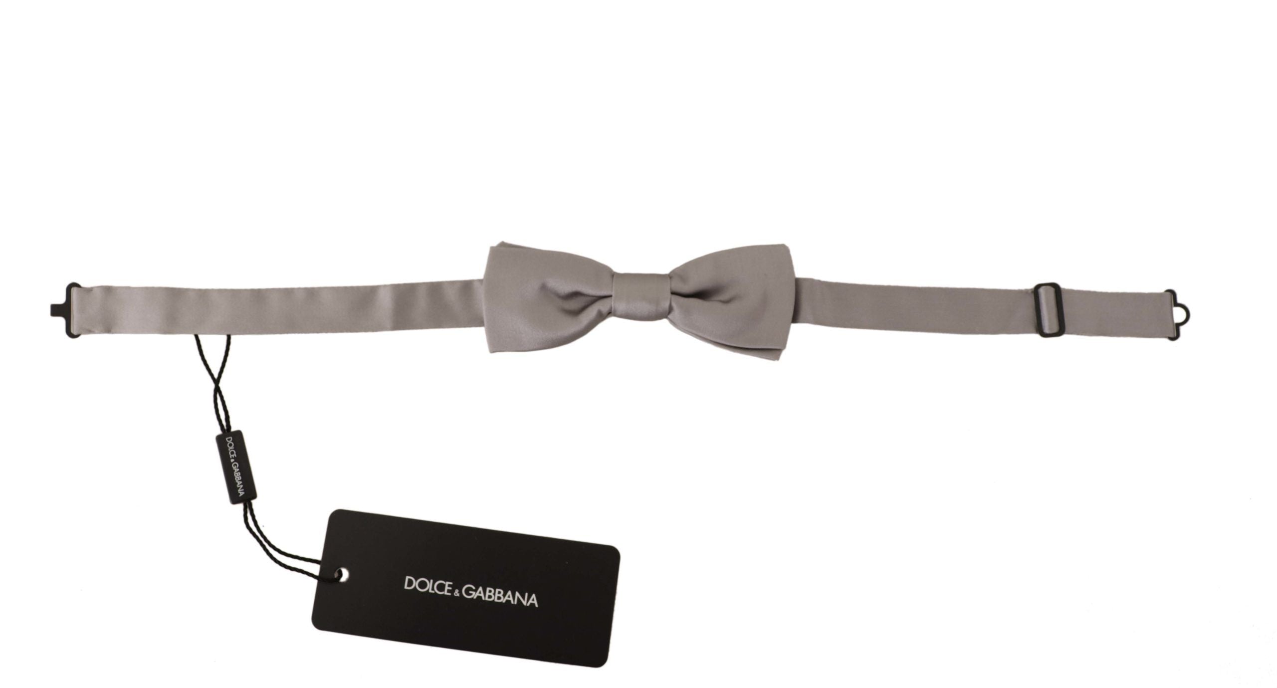 Dolce & Gabbana Silberne 100% Seide Schlank Einstellbare Hals Papillon Krawatte