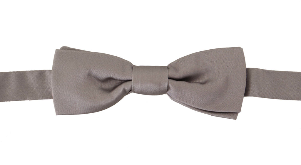 Dolce & Gabbana Silberne 100% Seide Schlank Einstellbare Hals Papillon Krawatte