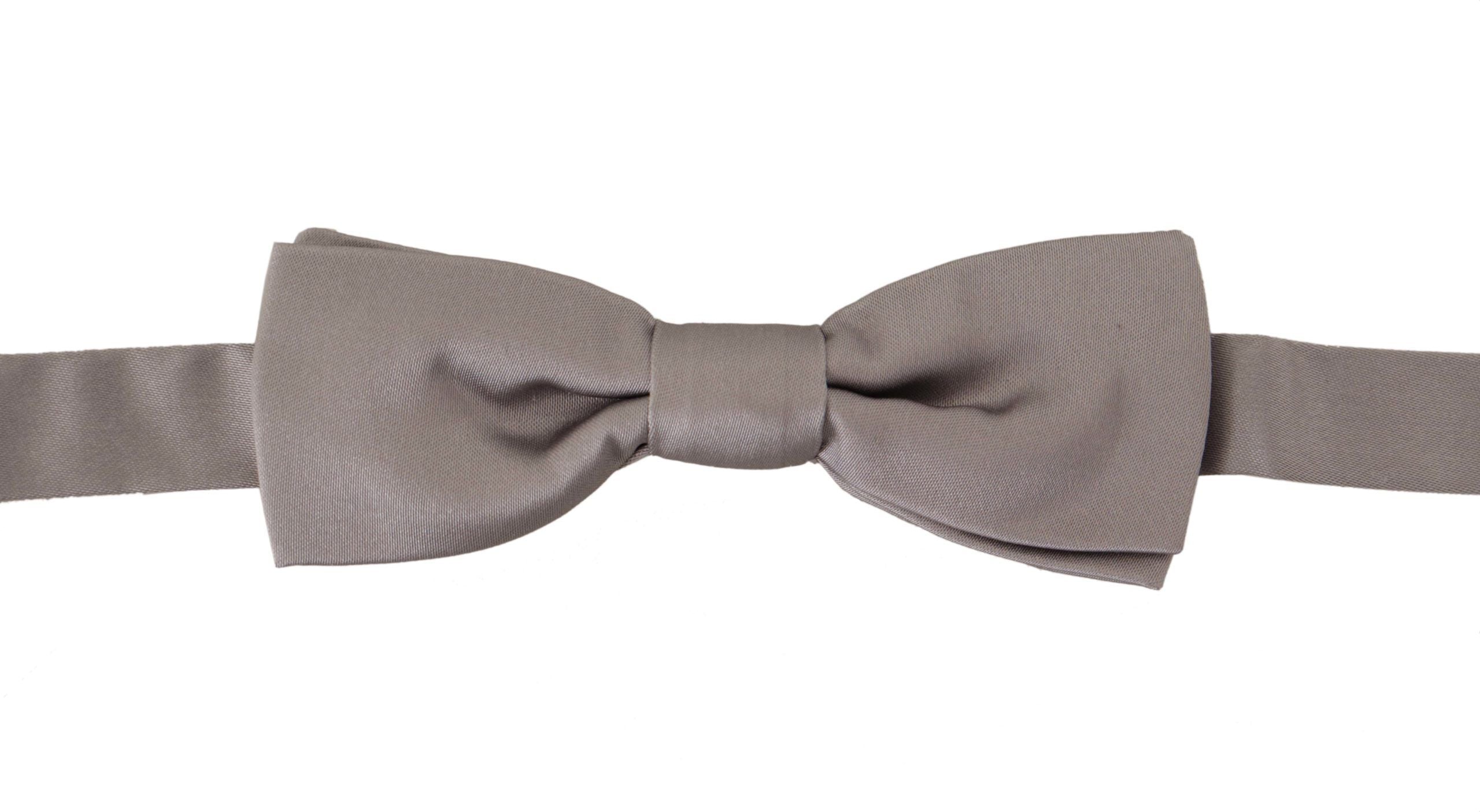 Dolce & Gabbana Silberne 100% Seide Schlank Einstellbare Hals Papillon Krawatte