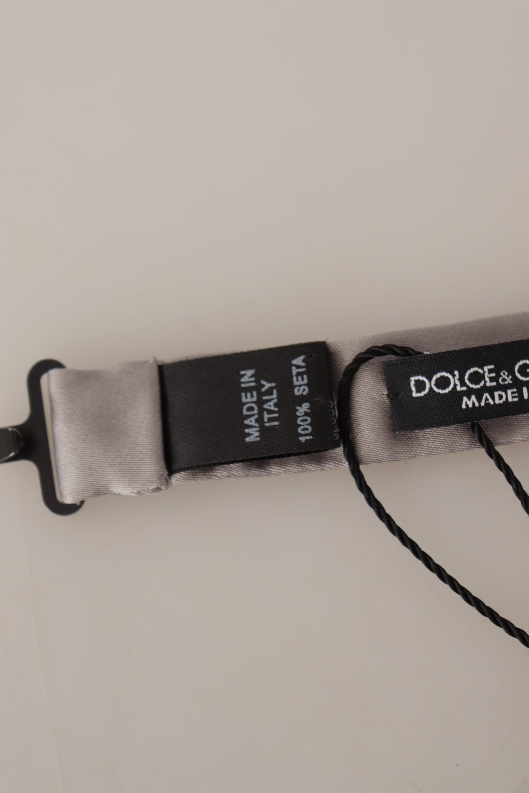 Dolce & Gabbana Silberne 100% Seide Schlank Einstellbare Hals Papillon Krawatte