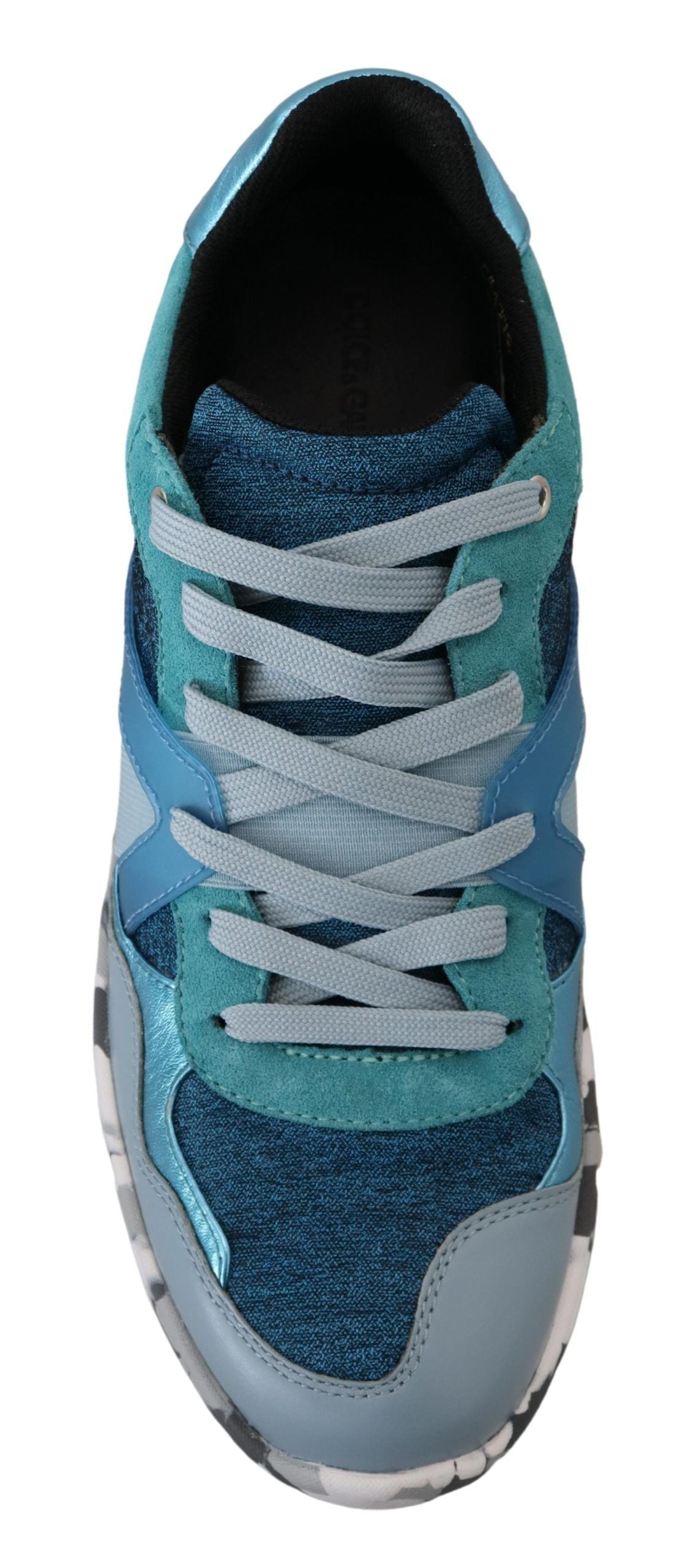 Dolce & Gabbana Blue Grey Leather Sport Low Top Sneakers
