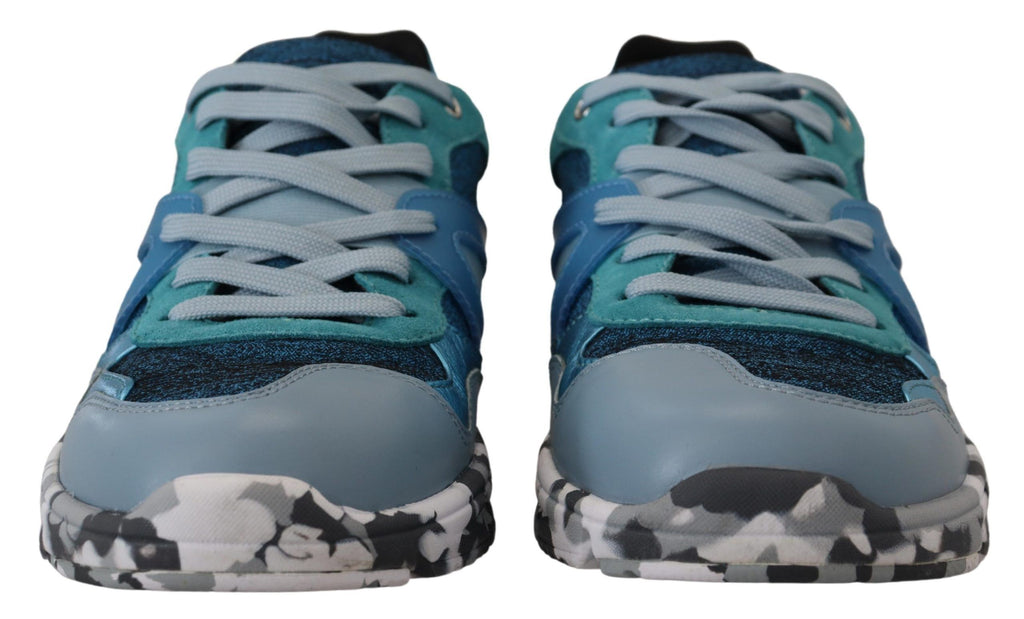 Dolce & Gabbana Blue Grey Leather Sport Low Top Sneakers