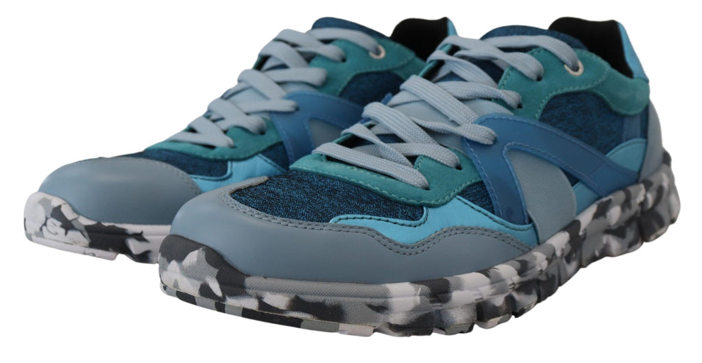 Dolce & Gabbana Blue Grey Leather Sport Low Top Sneakers