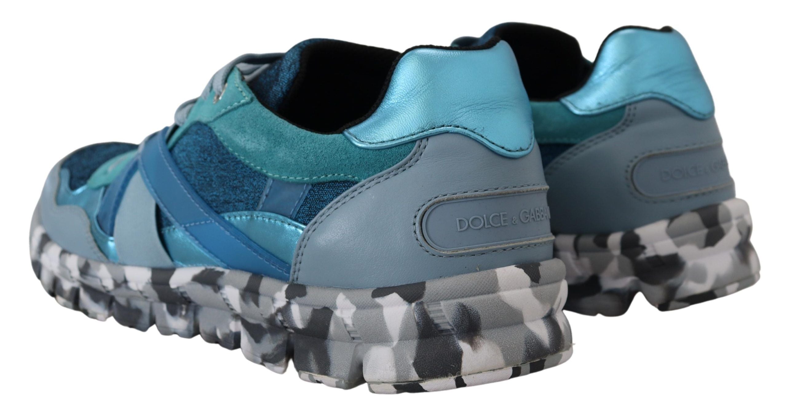 Dolce & Gabbana Blue Grey Leather Sport Low Top Sneakers
