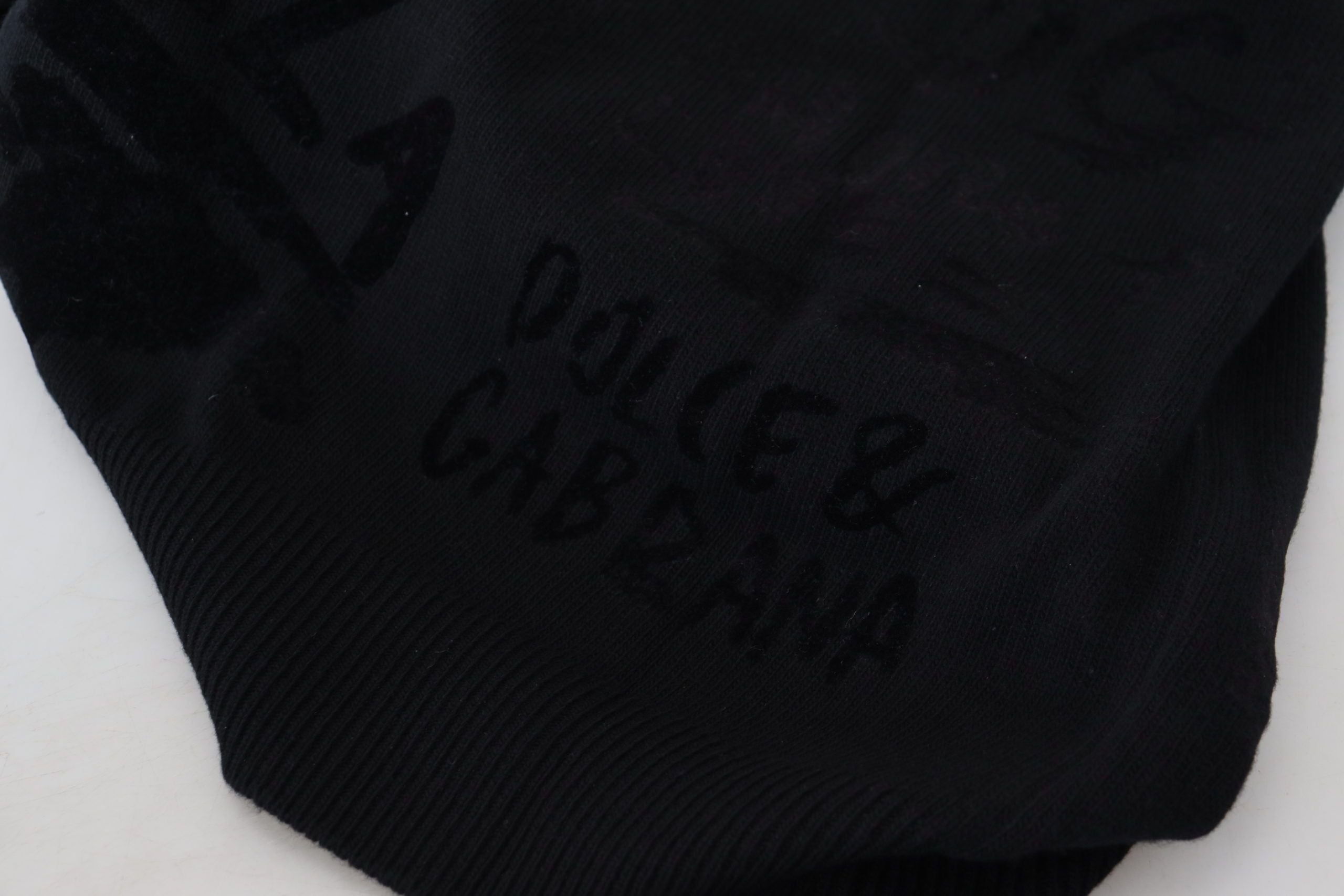 Dolce & Gabbana Black Wool Logo-Pattern Crewneck Sweater