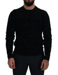 Dolce & Gabbana Black Wool Logo-Pattern Crewneck Sweater