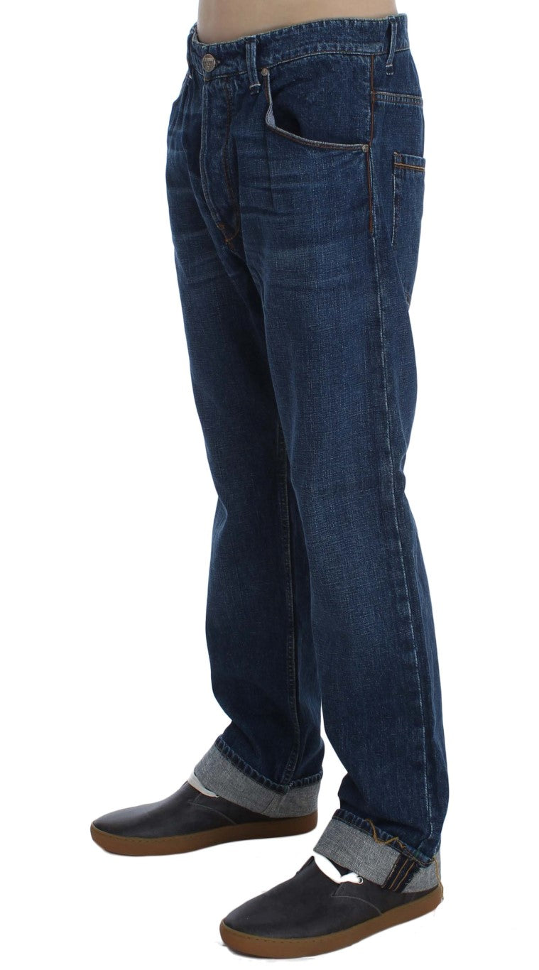 Eight Blue Wash Cotton Baggy Loose Fit Jeans