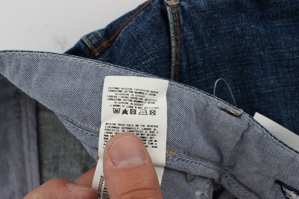 Eight Blue Wash Cotton Baggy Loose Fit Jeans