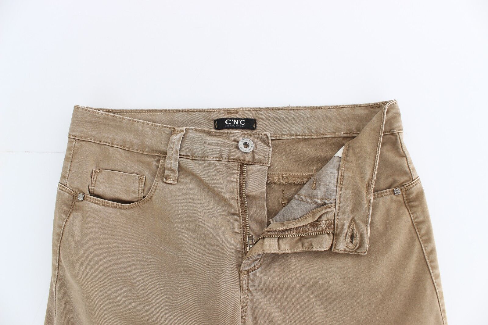 Costume National Beige Straight-Leg Denim Stretch Jeans