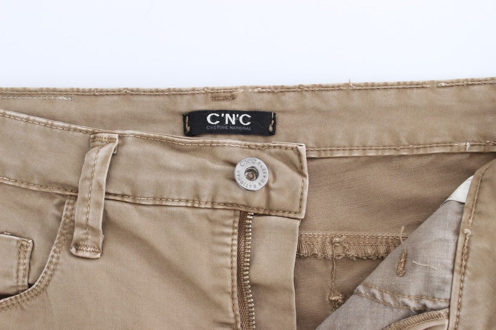 Costume National Beige Straight-Leg Denim Stretch Jeans