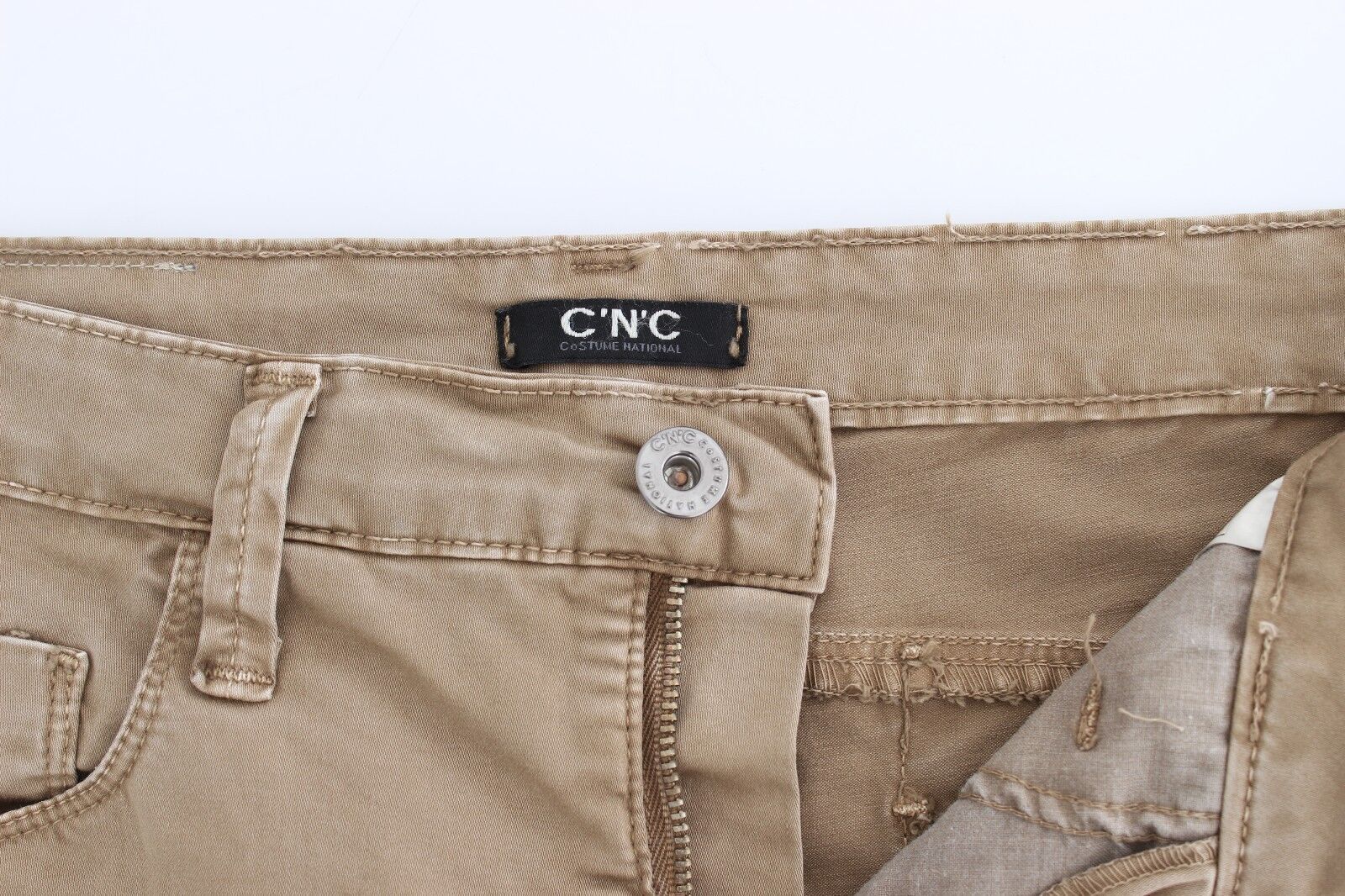 Costume National Beige Straight-Leg Denim Stretch Jeans