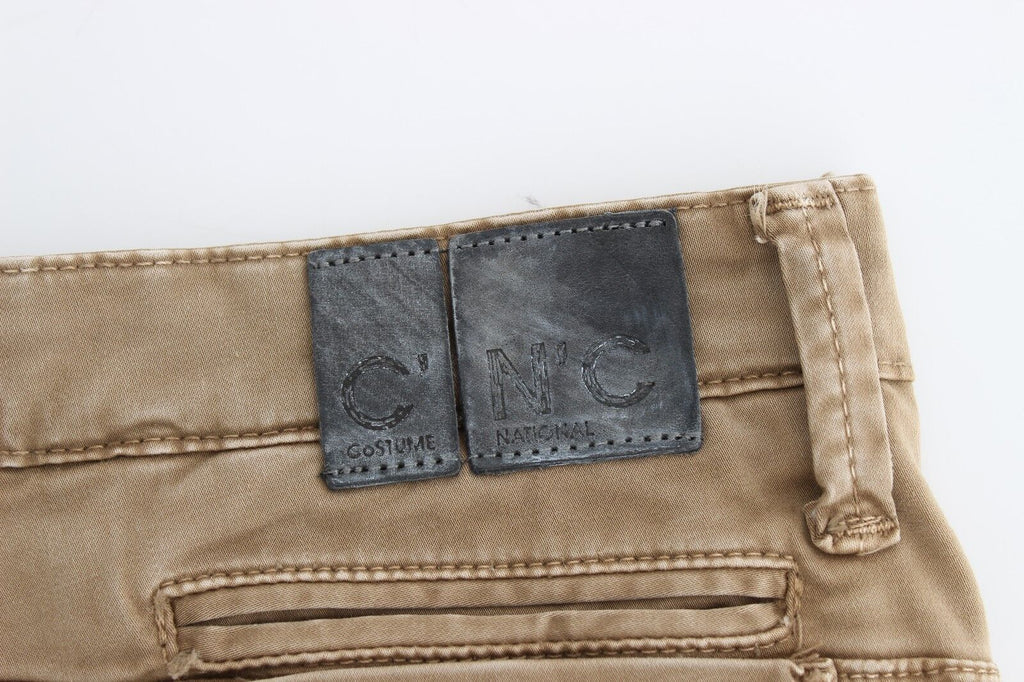 Costume National Beige Straight-Leg Denim Stretch Jeans