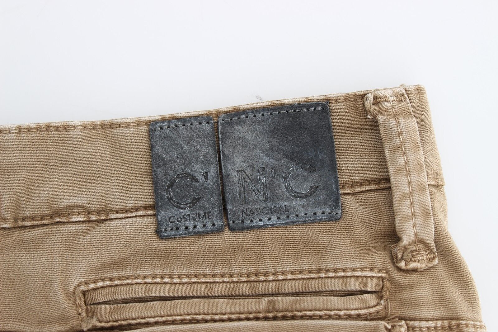 Costume National Beige Straight-Leg Denim Stretch Jeans