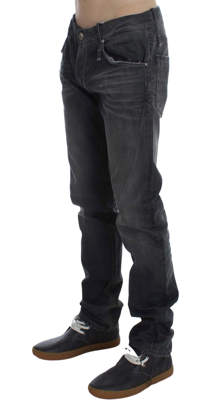 Eight Grey Cotton Regular Low Fit Jeans
