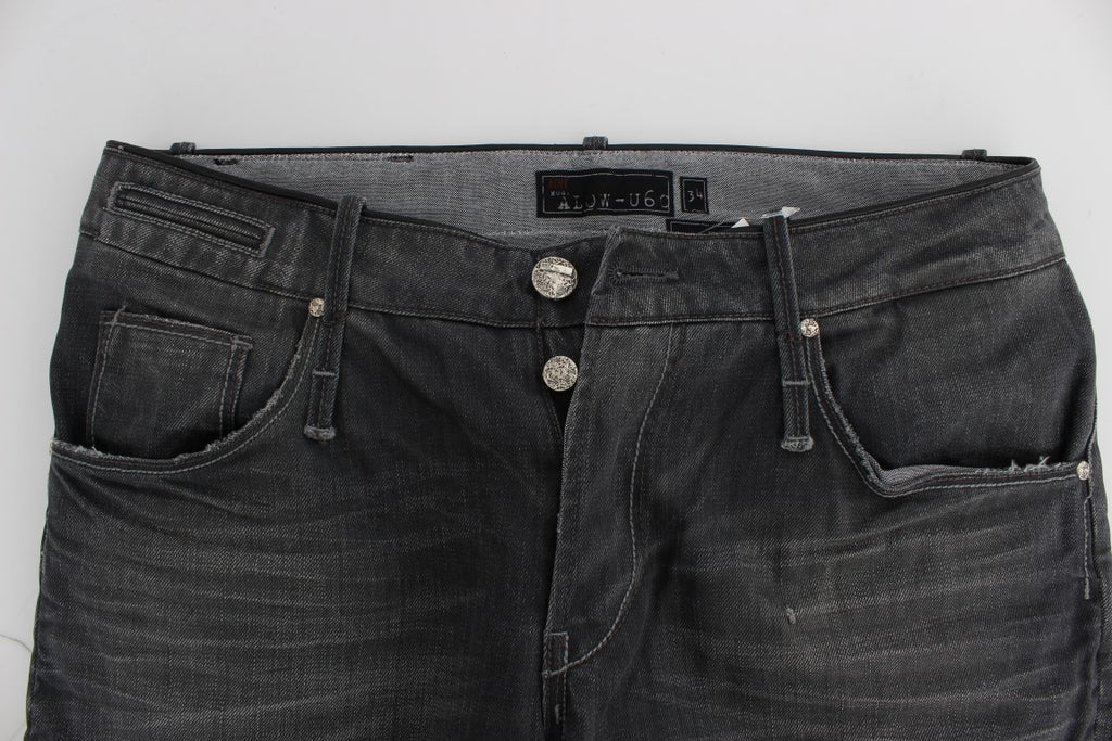 Eight Grey Cotton Regular Low Fit Jeans