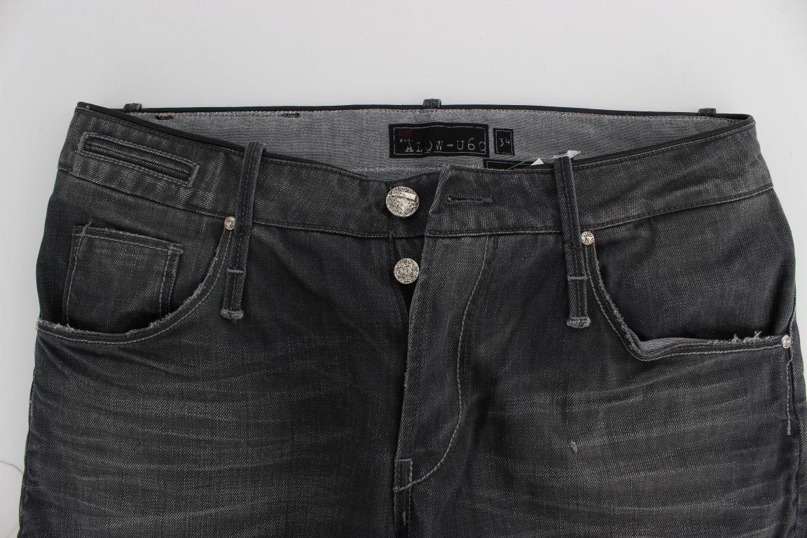 Eight Grey Cotton Regular Low Fit Jeans