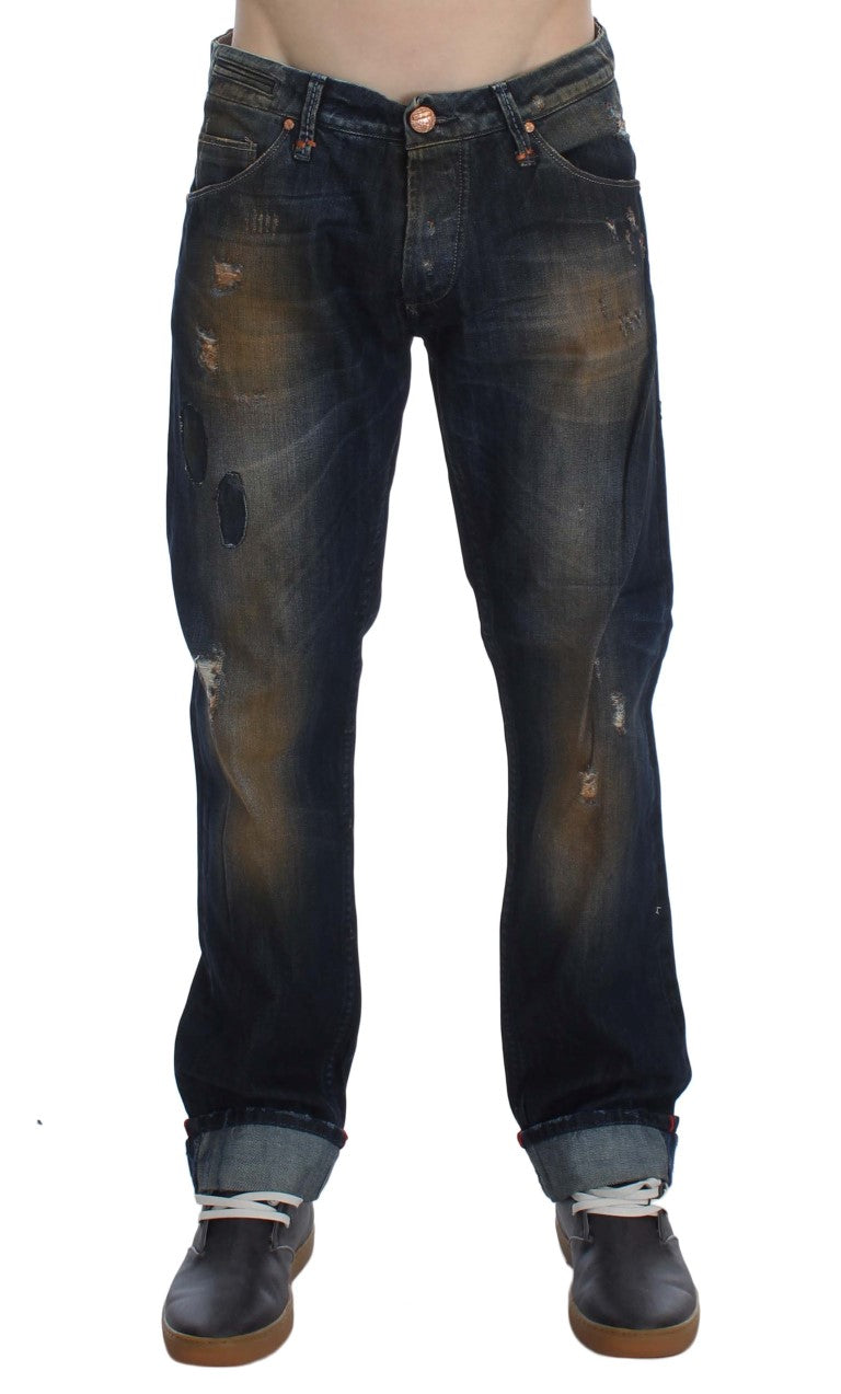 Eight Blue Cotton Wash Regular Straight Fit Jeans