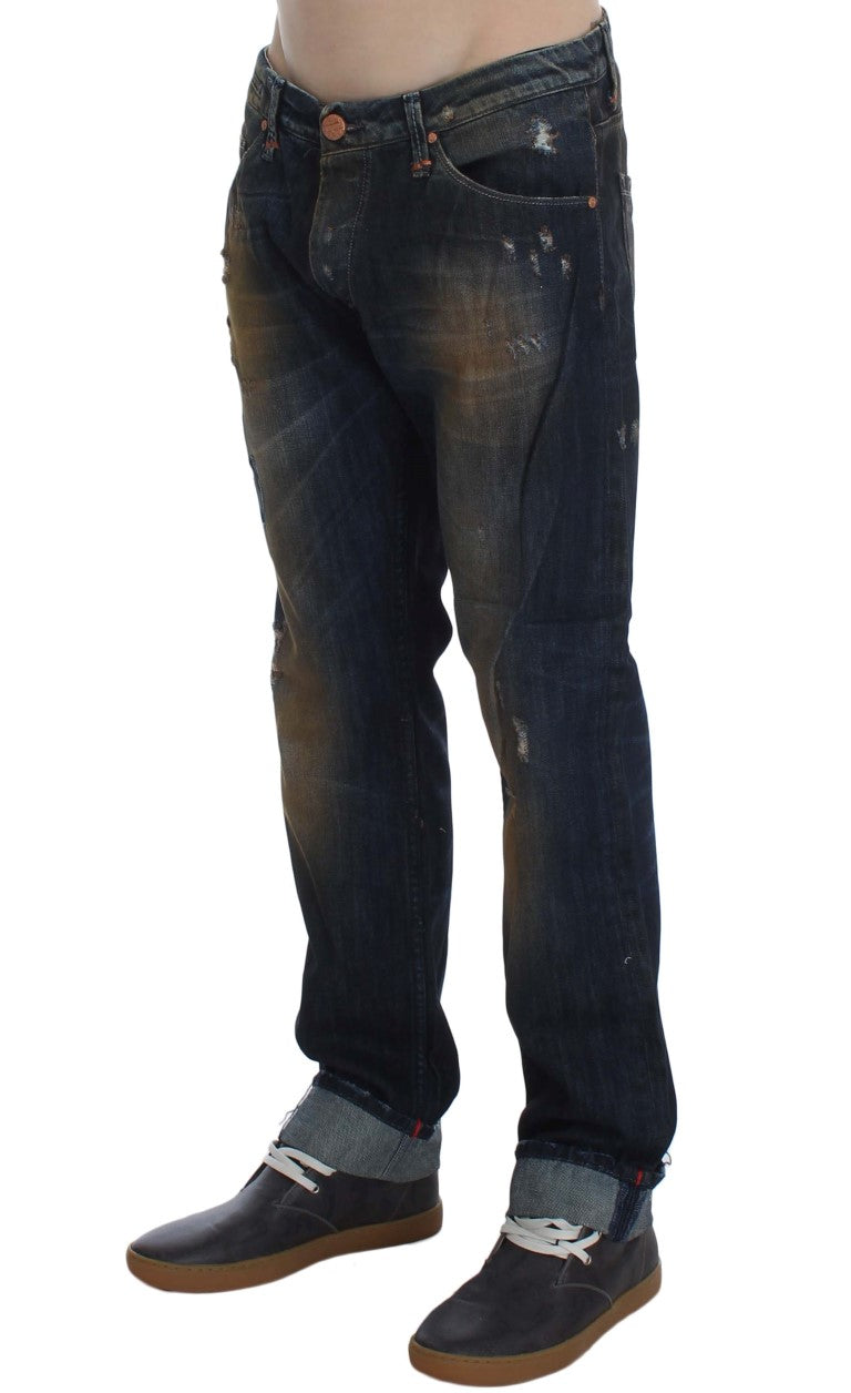Eight Blue Cotton Wash Regular Straight Fit Jeans