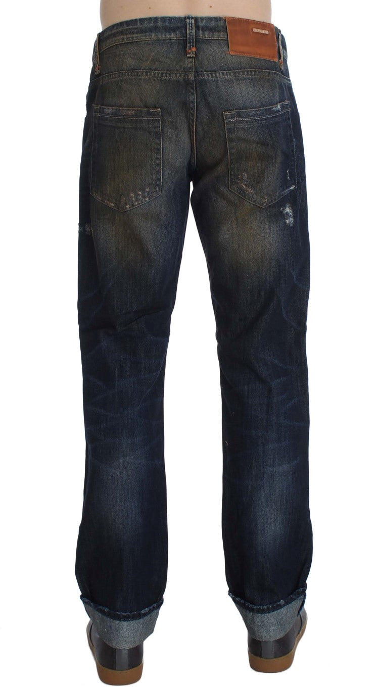 Eight Blue Cotton Wash Regular Straight Fit Jeans
