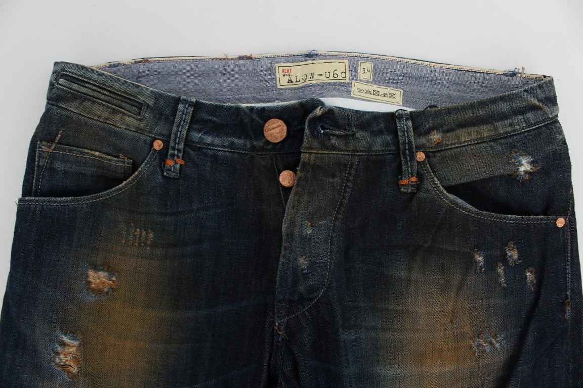 Eight Blue Cotton Wash Regular Straight Fit Jeans
