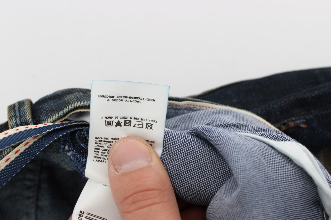 Eight Blue Cotton Wash Regular Straight Fit Jeans