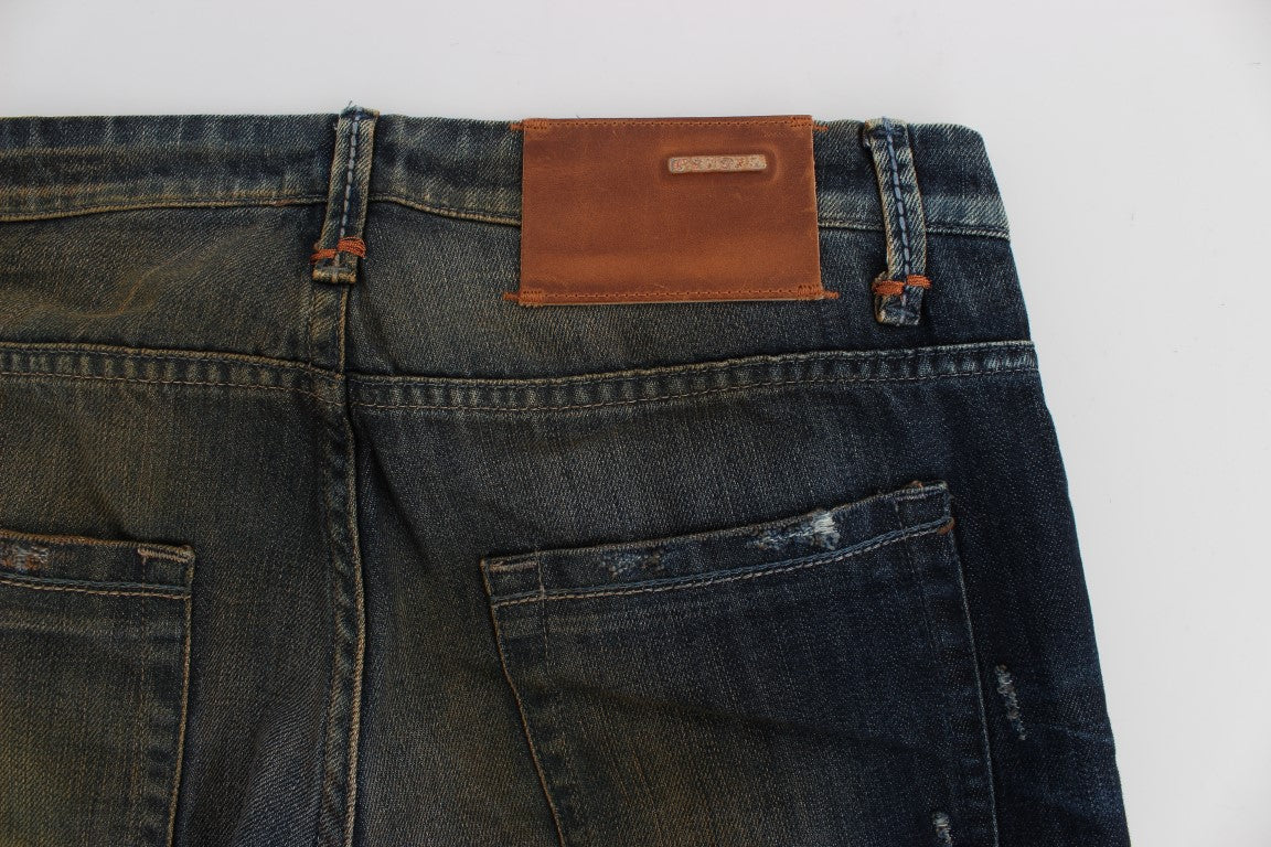 Eight Blue Cotton Wash Regular Straight Fit Jeans