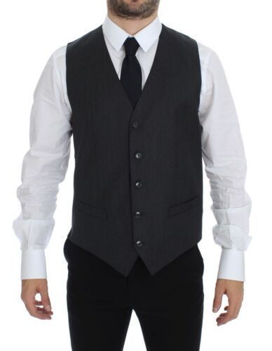 Dolce & Gabbana Gray Wool Formal Dress Vest Gilet