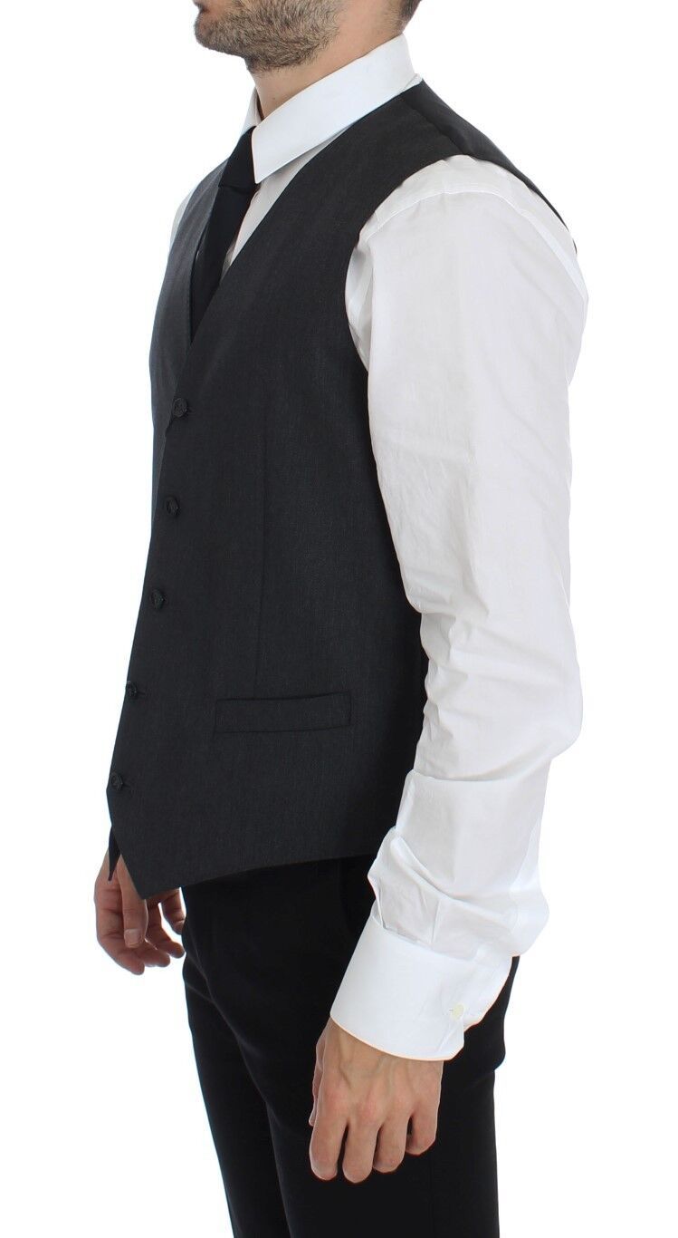 Dolce & Gabbana Gray Wool Formal Dress Vest Gilet
