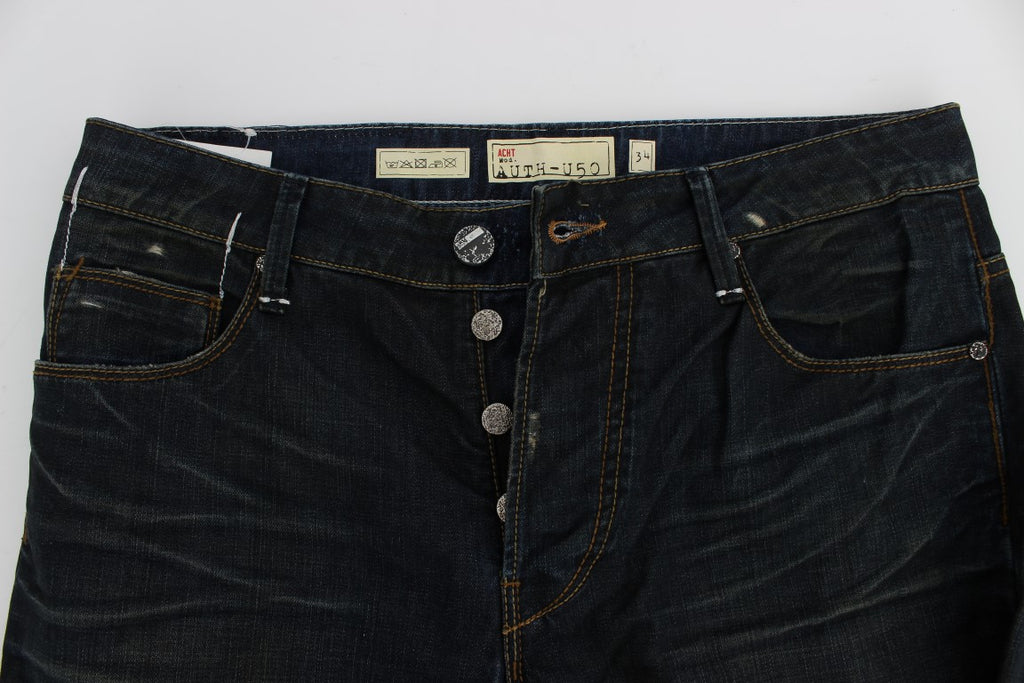 Eight Blue Wash Cotton Denim Straight Fit Jeans