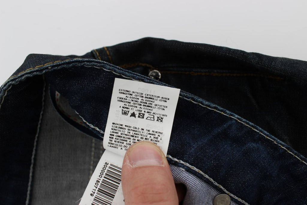 Eight Blue Wash Cotton Denim Straight Fit Jeans