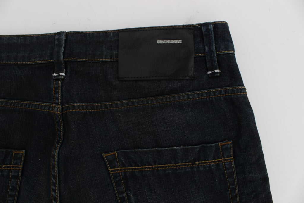 Eight Blue Wash Cotton Denim Straight Fit Jeans