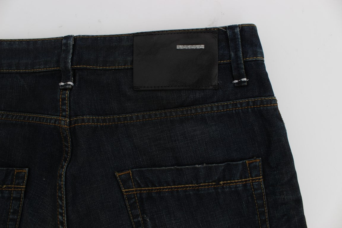 Eight Blue Wash Cotton Denim Straight Fit Jeans