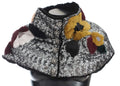 Dolce & Gabbana Silberner, paillettenbesetzter, floraler Wiesel-Pelz-Schultertuch-Wickelschal